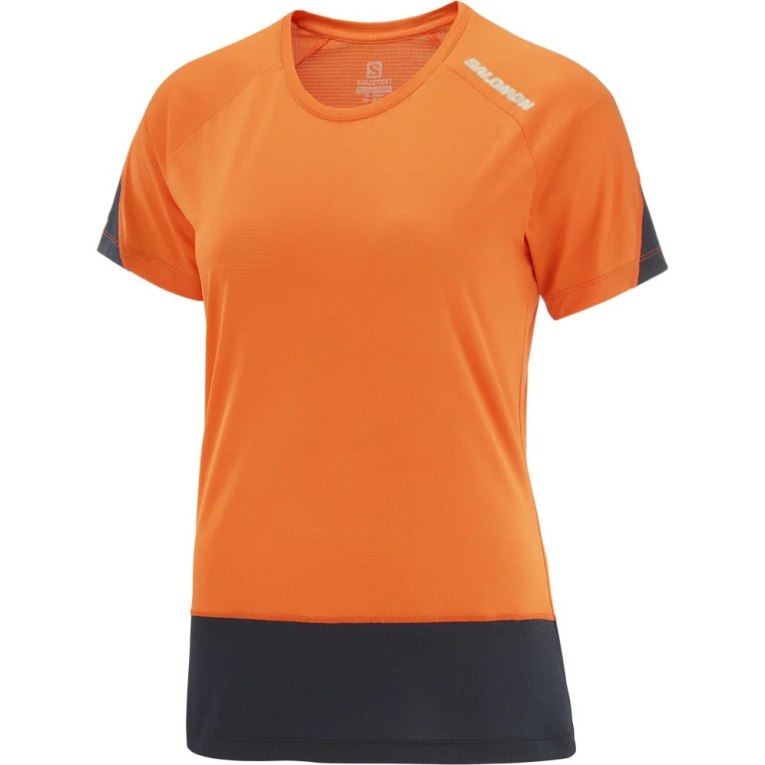 Salomon Cross Run Short Sleeve Women's T-Shirts Orange | CA 89N10